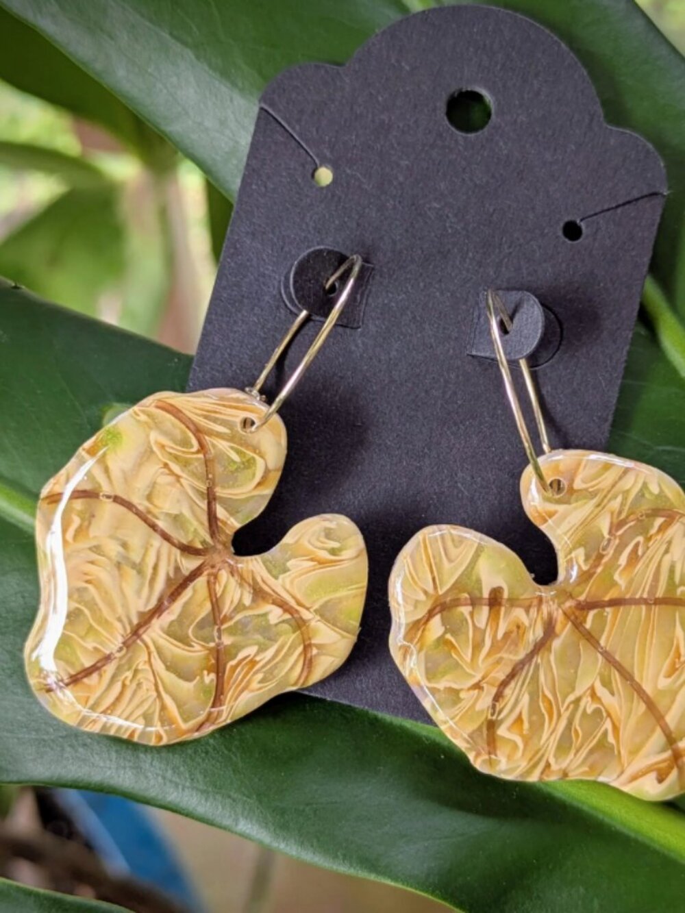 Colocasia Hoop Earrings